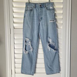 Cello Jeans Button Fly Straight leg, heavily distressed, size 9, 100% cotton
